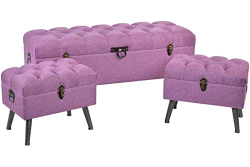 DRW Set mit 3 Stück, aus Polyester und Metall in Lila, 121 x 42 x 53 cm DRW Set mit 3 Stück, aus Polyester und Metall in Lila, 121 x 42 x 53 cm von DRW