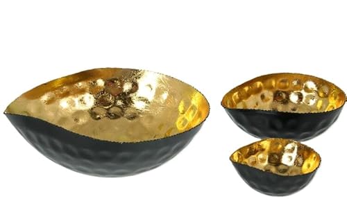 DRW - Set mit 3 Teelichthaltern aus Metall in der Farbe Gold von DRW