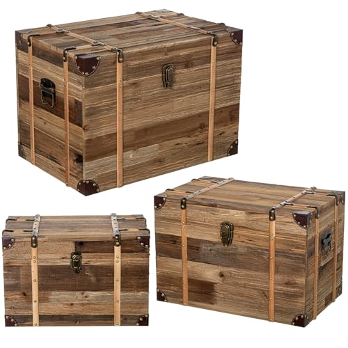 DRW Set mit 3 Töpfen aus gealtertem Madetra in Naturtönen, 60 x 40 x 42 cm von DRW