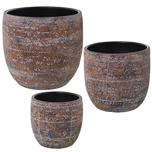DRW Set mit 3 runden Blumentöpfen aus Keramik in 30 x 28 cm, 25 x 24 cm und 20 x 19 cm DRW Set mit 3 runden Blumentöpfen aus Keramik in 30 x 28 cm, 25 x 24 cm und 20 x 19 cm von DRW