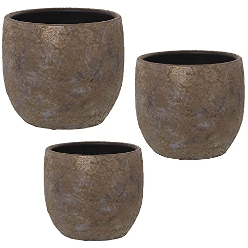 DRW Set mit 3 runden Keramik-Blumentöpfen in 30 cm, 25 cm und 20 cm DRW Set mit 3 runden Keramik-Blumentöpfen in 30 cm, 25 cm und 20 cm von DRW