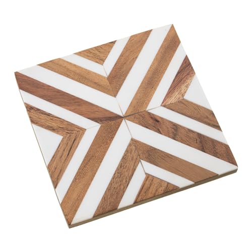 DRW Set mit 4 Becherhalter aus Harz und Holz in Weiß und Natur, 10 x 10 x 0,7 cm DRW Set mit 4 Becherhalter aus Harz und Holz in Weiß und Natur, 10 x 10 x 0,7 cm von DRW
