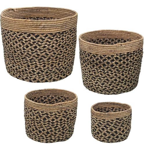 DRW Set mit 4 Körben aus Seegras in Natur und Schwarz, 35 x 30 cm, 30 x 25 cm, 25 x 20 und 20 x 15 cm DRW Set mit 4 Körben aus Seegras in Natur und Schwarz, 35 x 30 cm, 30 x 25 cm, 25 x 20 und 20 x 15 cm von DRW