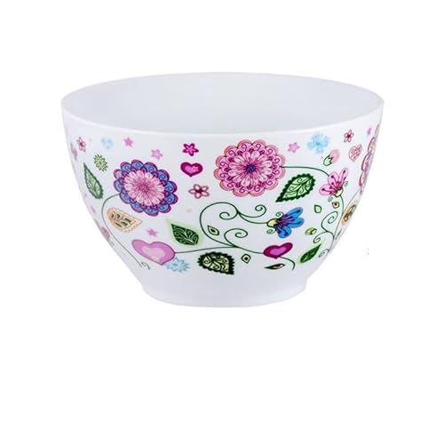 DRW Set mit 4 Porzellanschalen mit rosa Blumen, Tasse: 14 x 14 x 8,5 cm, bunt, Medidas: Taza: 14x14x8.5 von DRW