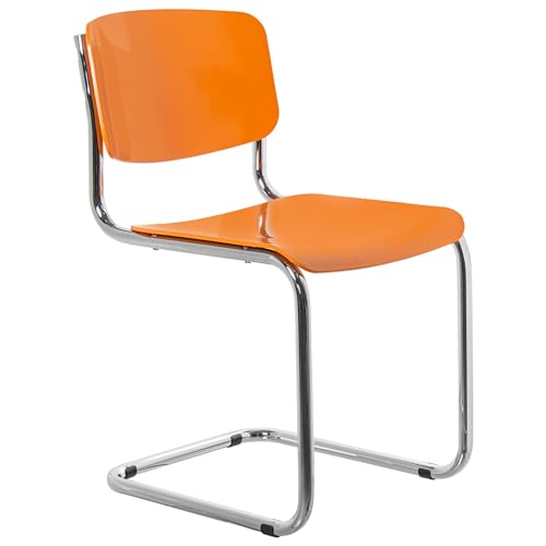 DRW Set mit 4 Stühlen aus ABS und Metall, verchromt, 43 x 57 x 81 cm, Chrom und Gelb, Medidas: 43x57x81 cm von DRW
