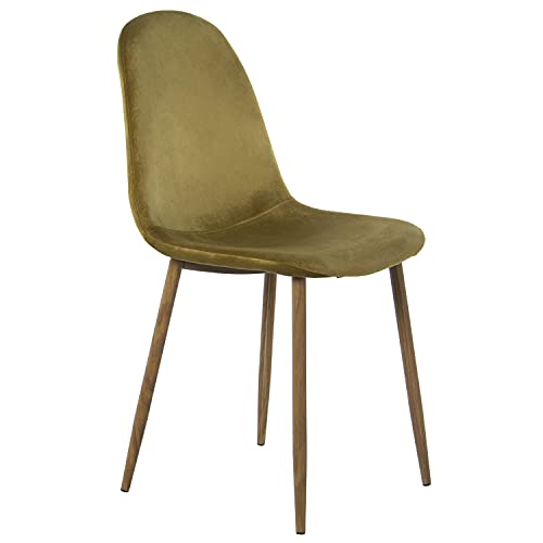 DRW Set mit 4 Stühlen aus Holz und Metall, grün bezogen 44,5 x 47 x 89 cm, Höhe Sitzfläche: 47 cm, 5x47x89cm, Alt. Asiento 47cm von DRW
