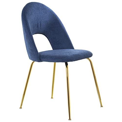 DRW Set mit 4 Stühlen aus Samt und Metall in Blau und Gold 50 x 51 x 86 cm, H. Sitzfläche: 47 cm, Grande von DRW