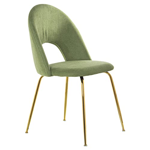DRW Set mit 4 Stühlen aus Samt und Metall in Grün und Gold 50 x 51 x 86 cm, H. Sitzfläche: 47 cm, Grande von DRW