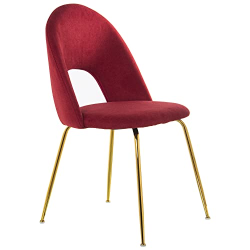 DRW Set mit 4 Stühlen aus Samt und Metall in Rot und Gold 50 x 51 x 86 cm, H. Sitzfläche: 47 cm, Grande von DRW