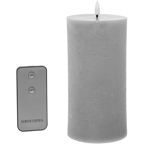 DRW Set mit 4 Wachskerzen mit LED und Fernbedienung, Grau, 10 x 10 x 20 cm DRW Set mit 4 Wachskerzen mit LED und Fernbedienung, Grau, 10 x 10 x 20 cm von DRW
