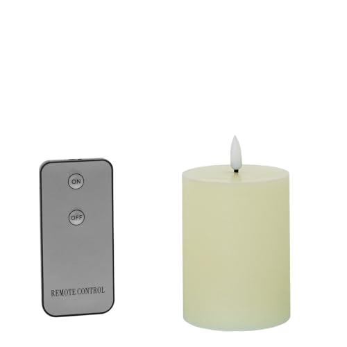 DRW Set mit 4 Wachskerzen mit LED und Fernbedienung, elfenbeinfarben, 7,5 x 7,5 x 10 cm DRW Set mit 4 Wachskerzen mit LED und Fernbedienung, elfenbeinfarben, 7,5 x 7,5 x 10 cm von DRW