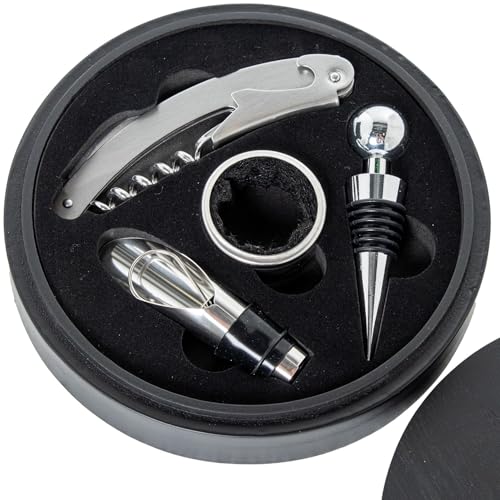 DRW Set mit 4 Weinutensilien in Holzkiste in Schwarz und Chrom, 16 x 16 x 4 cm DRW Set mit 4 Weinutensilien in Holzkiste in Schwarz und Chrom, 16 x 16 x 4 cm von DRW