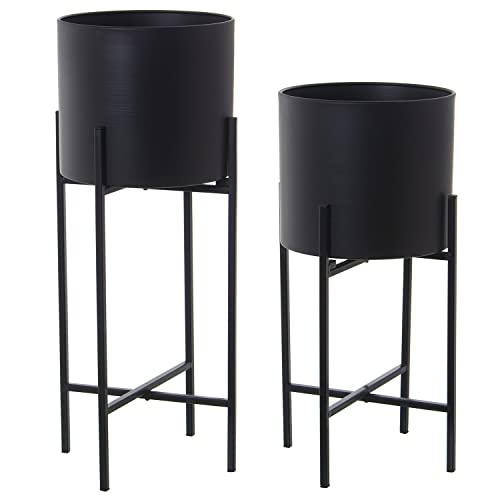 DRW Set mit 4 runden Blumentöpfen mit Fuß, 2 Größen aus Metall in Schwarz, 25 x 60 cm und 25 x 50 cm DRW Set mit 4 runden Blumentöpfen mit Fuß, 2 Größen aus Metall in Schwarz, 25 x 60 cm und 25 x 50 cm von DRW