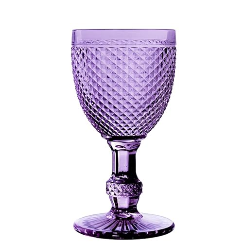 DRW Set mit 6 Gläsern mit Diamantdekor in Violett, 8,5 x 8,5 x 16,5 cm von DRW