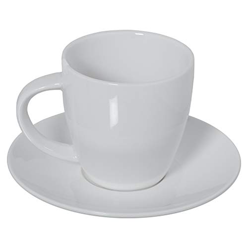 DRW Set mit 6 Teetassen mit Untertasse aus Porzellan und Geschenkbox in weiß Tasse: 180 cc. von DRW