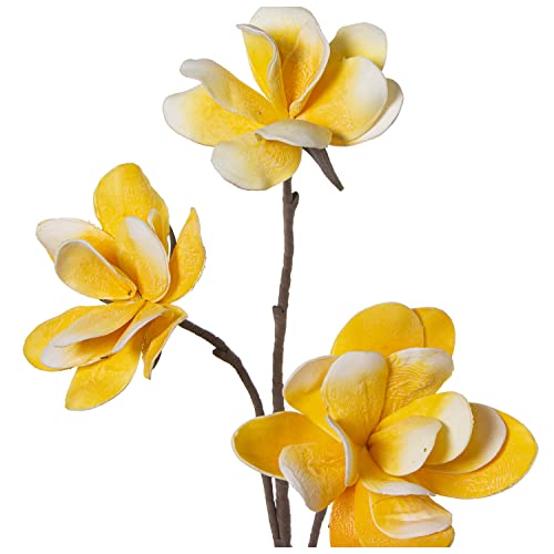 DRW Set mit 6 Zweigen mit 3 Blumen aus Eva und Papier in gelb 105 cm, Mehrfarbig, estandar von DRW