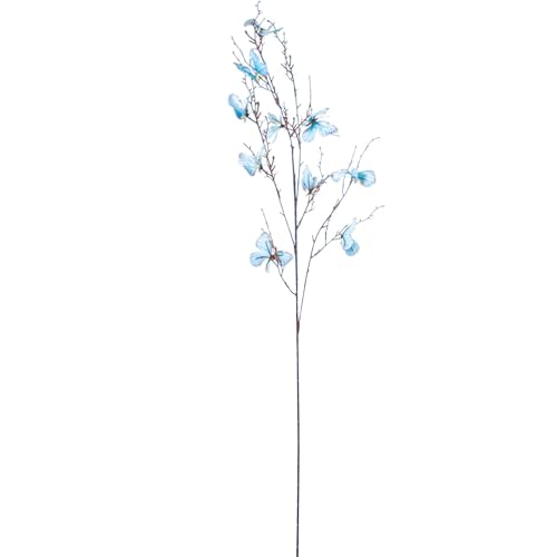DRW Set mit 6 Zweigen mit Schmetterlingen aus Polyester, Blau, 1 x 1 x 92 cm von DRW