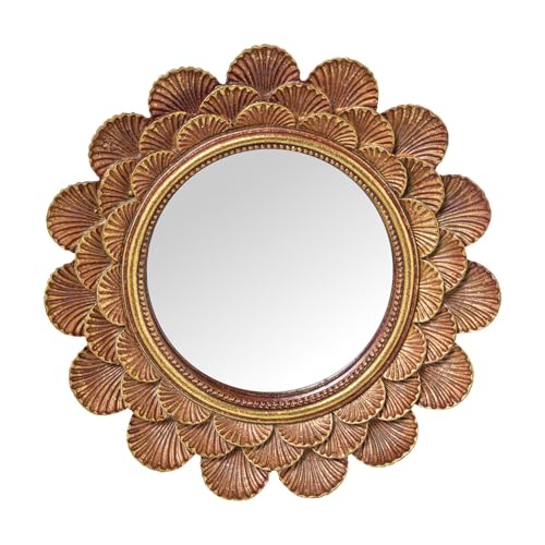 DRW Set mit Zwei Spiegeln aus Harz in Blumenform, goldfarben, 18 x 18 x 2,5 cm DRW Set mit Zwei Spiegeln aus Harz in Blumenform, goldfarben, 18 x 18 x 2,5 cm von DRW