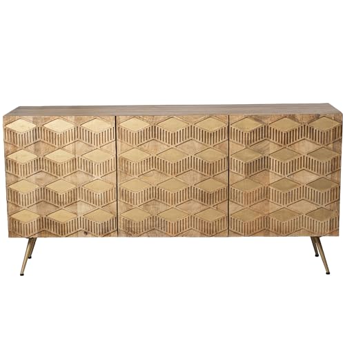 DRW Sideboard, Holz, Natur, 160x40x80cm von DRW