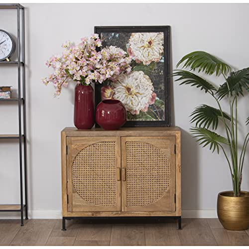 DRW Sideboard mit 2 Türen aus Holz und Weide in Natur 90 x 40 x 75 cm, bunt, estandar von DRW