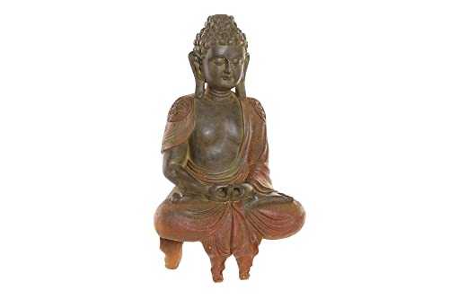 DRW Sitzender Buddha Stil Levitate Farbe Braun und Orange, 24,5X14X40,5 cm von DRW