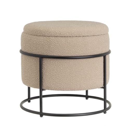 DRW Sitzsack Arcon aus Stoff, MDF und Metall in Beige und Schwarz von DRW