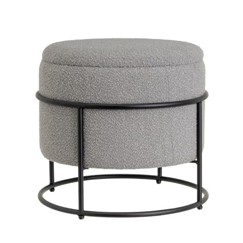 DRW Sitzsack Arcon aus Stoff, MDF und Metall in Hellgrau und Schwarz von DRW