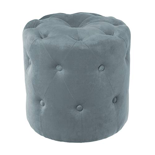 DRW Sitzsack Capitone aus Holz und Samt in Hellblau. Maße: 40 x 38,5 cm von DRW