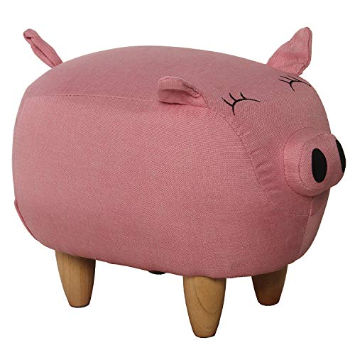 DRW Sitzsack für Kinder, Schwein, Polyester, mit Beinen aus Kiefernholz, 41 x 29 x 29 cm von DRW