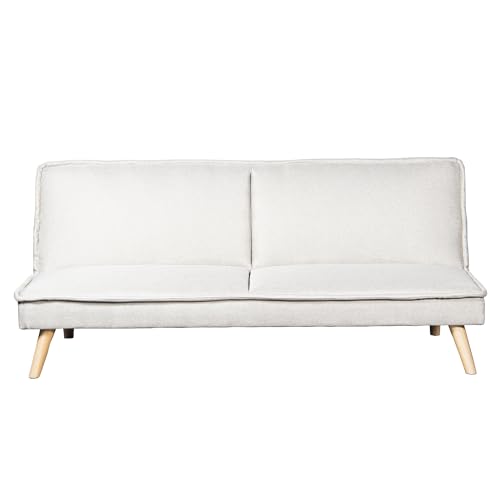 DRW Sofa, Polyester und Holz, grau, 180x84x72cm von DRW