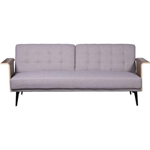 DRW Sofa, Polyester und Holz, grau, 203x87x81cm von DRW