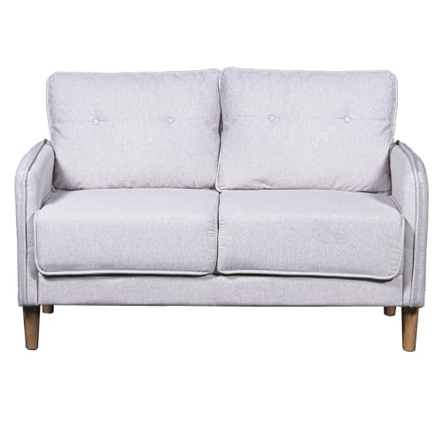 DRW Sofa, Polyester und Holz Gummi, Hellgrau, 131x75x86cm von DRW