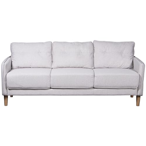 DRW 3-Sitzer-Sofa aus Polyester mit Beinen aus Holz, Gummi, Hellgrau, 189 x 75 x 86 cm von DRW