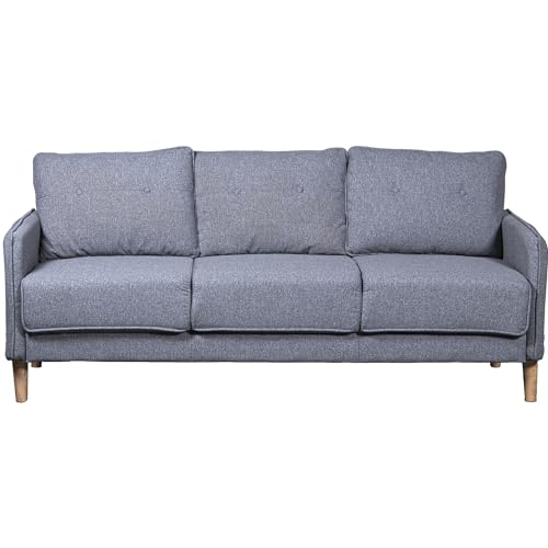 DRW Sofa, Polyester und Holz Gummi, grau, 189x75x86cm von DRW