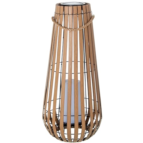 DRW Solarlaterne für den Tisch oder den Boden aus Holz und Metall natur und schwarz mit LED-Kerze 28 x 28 x 65 cm DRW Solarlaterne für den Tisch oder den Boden aus Holz und Metall natur und schwarz mit LED-Kerze 28 x 28 x 65 cm von DRW