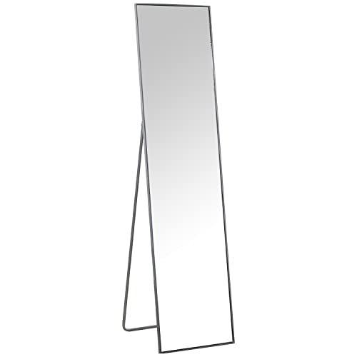 DRW Standspiegel mit Metallrahmen in Silber, 37 x 4 x 150 cm von DRW