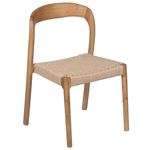 DRW Stuhl aus Holz und Rattan, Sitz 43 cm, naturfarben, 47 x 59 x 78 cm von DRW