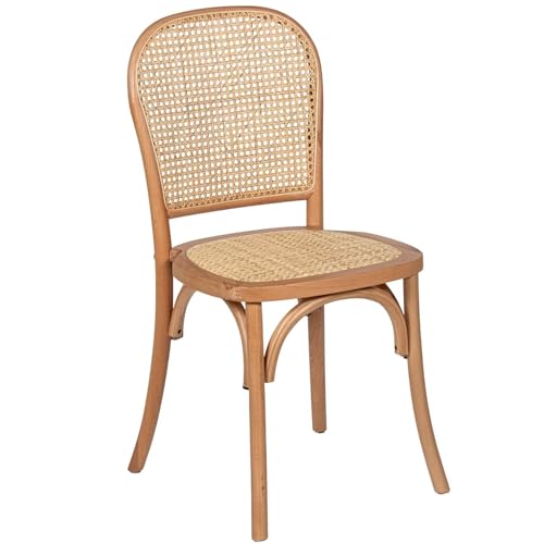 DRW Stuhl aus Holz und Rattan mit 47 cm Sitzhöhe in Natur, 96 x 45 x 48 cm von DRW