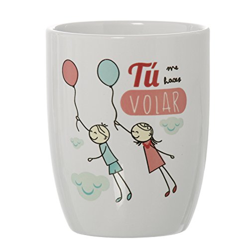 DRW Tasse mit positivem Frühstücksstück aus Keramik, 385 ml, 8,5 x 10 cm von DRW