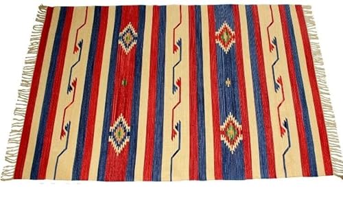 DRW Teppich Kilim aus Baumwolle, 140 x 200 cm von DRW