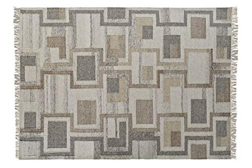 DRW Teppich aus Wolle in Beige und Grau 160 x 240 cm von DRW