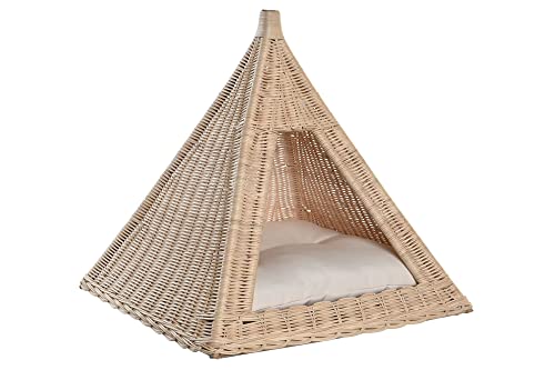 DRW Tipi Hundebett aus Naturfaser mit Matte 45 x 45 x 45 cm von DRW