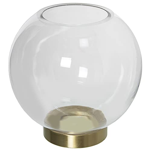 DRW Tisch-Kerzenhalter aus transparentem Glas und goldfarbenem Fuß 20 x 22 cm, Mund 9 cm, Gold, estandar von DRW