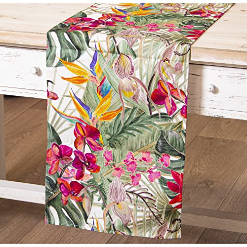 DRW Tischläufer aus Baumwolle, Digitaldruck mit Blumen, 33 x 180 cm, Mehrfarbig, estandar von DRW