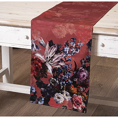 DRW Tischläufer aus Baumwolle mit Digitaldruck mit Blumen, 33 x 180 cm, Mehrfarbig, estandar von DRW