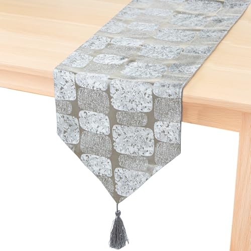 DRW Tischläufer aus Polyester, Grau, 30 x 1 x 180 cm von DRW