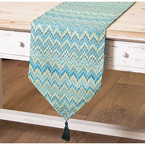 DRW Tischläufer aus Polyester mit Zeichnung in Blau, 30 x 180 cm, Mehrfarbig, estandar von DRW