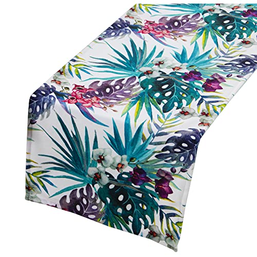 DRW Tischläufer aus Samt, Bedruckt mit Blumen, 33 x 180 cm von DRW