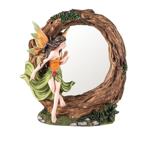 DRW Tischspiegel mit orangefarbener Fee, stehend, aus Kunstharz, handbemalt, 22 x 6 x 25 cm DRW Tischspiegel mit orangefarbener Fee, stehend, aus Kunstharz, handbemalt, 22 x 6 x 25 cm von DRW