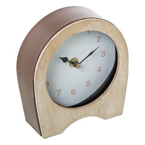 DRW Tischuhr aus Metall und Naturholz 14c5c16cm DRW Tischuhr aus Metall und Naturholz 14c5c16cm von DRW